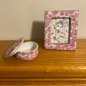 Charming Pink Floral Picture Frame and Box Set